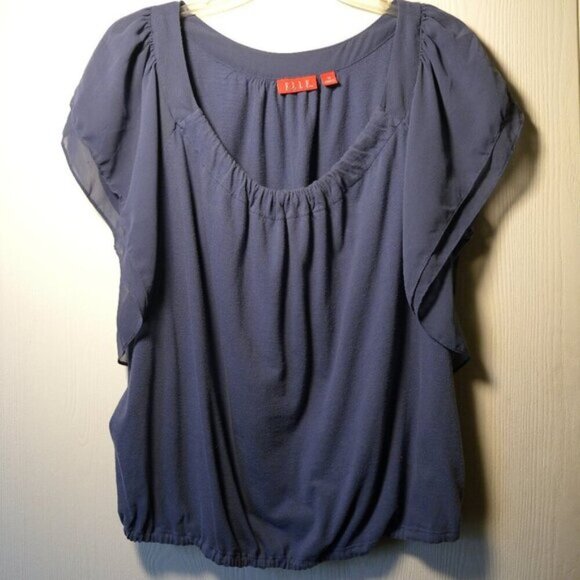 Elle Ruffle Short Ruffle Sleeve Top: Blue: Size: 1X - Picture 11 of 11